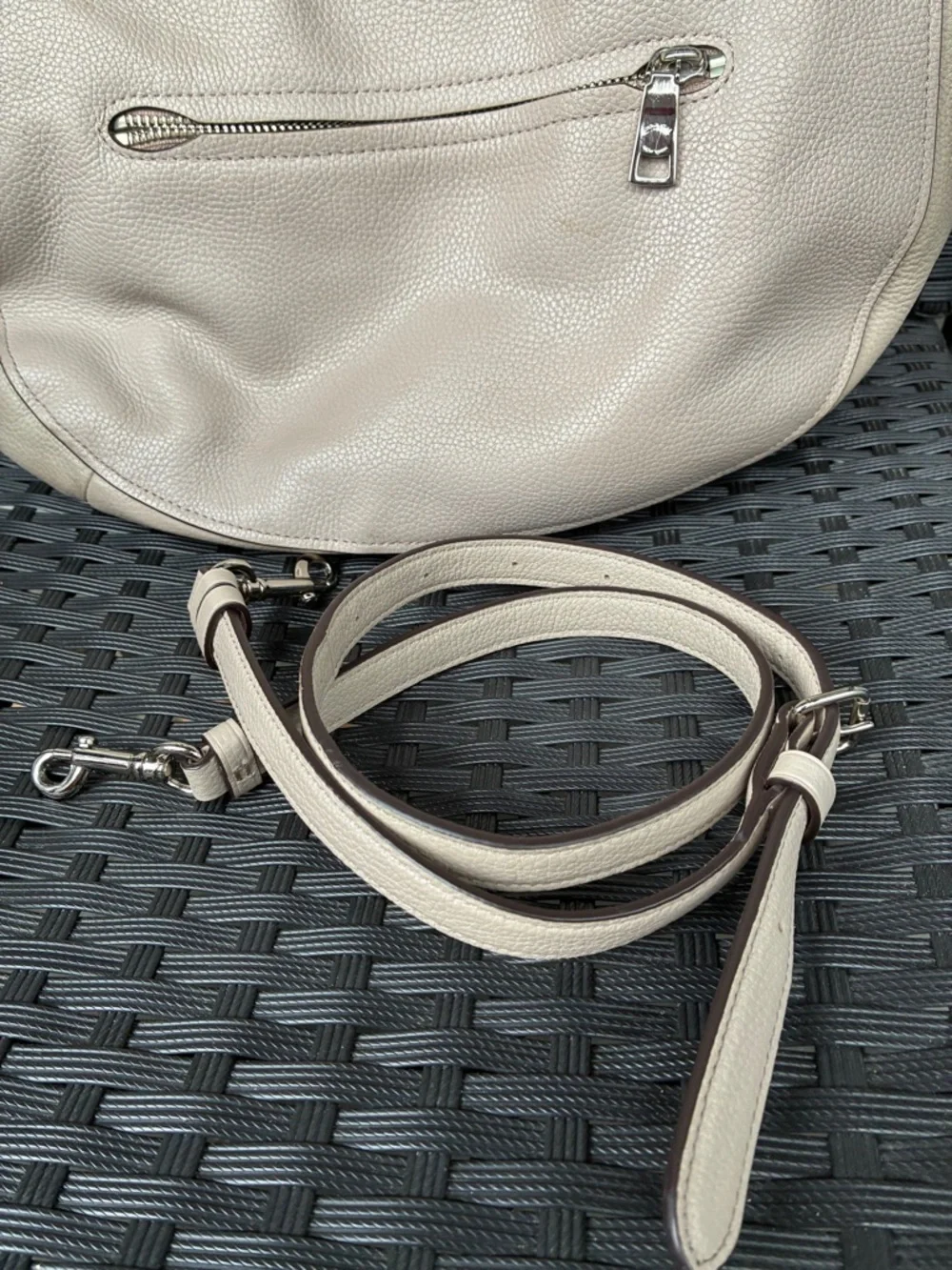 Coach Pebbled Leather Shoulder Bag in gray